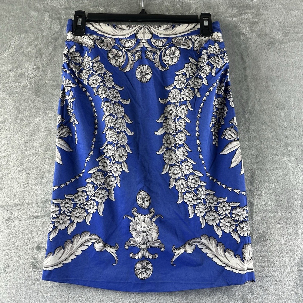 Baraschi Anthropologie Pencil Skirt Women's 0 Blue & White Floral.